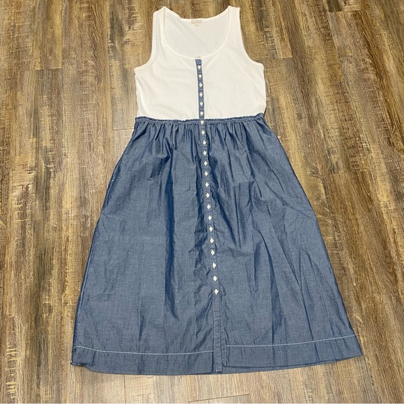 Gap Ladies‎ White and Blue Button-Down Midi Dress Pockets Sleeveless Size XL - Picture 4 of 8